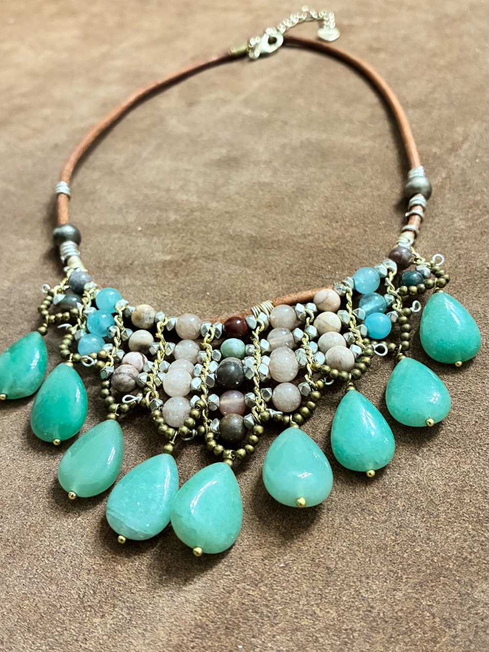 Turquoise Teardrop Beaded Statement Necklace